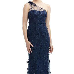 Floral Appliqué One-Shoulder Gown Dessy Collection